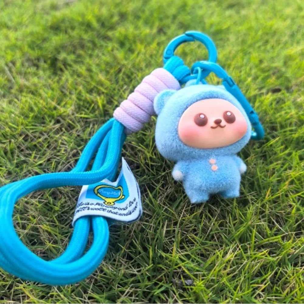 Cute Lububu Style Keychain with Blue Accents
